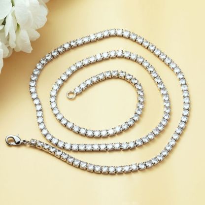 3MM/4MM Tennis Chain White Gold Plated Necklace-silviax