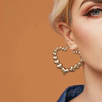60mm Gold Plated Heart Hoop Earrings-silviax