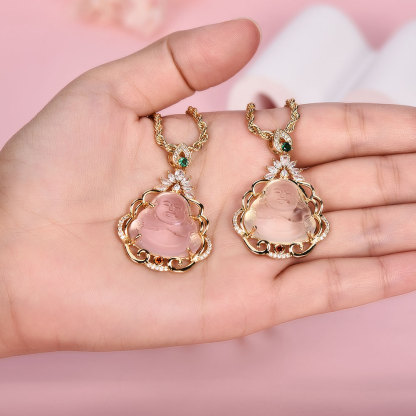 Luxury Crystal Lotus Buddha Pendant Necklace Gift For Mom-silviax