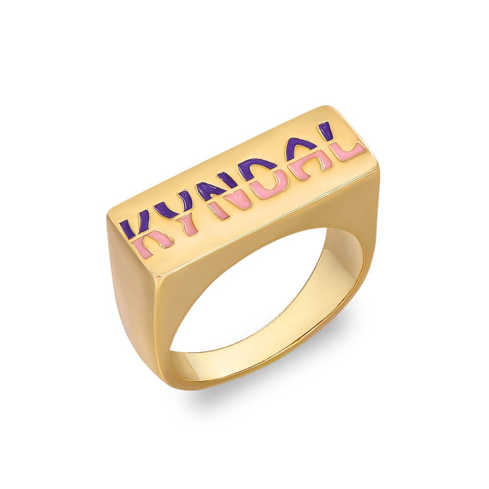 Double Color Letter Personalized Custom Gold Plated Name Ring-silviax