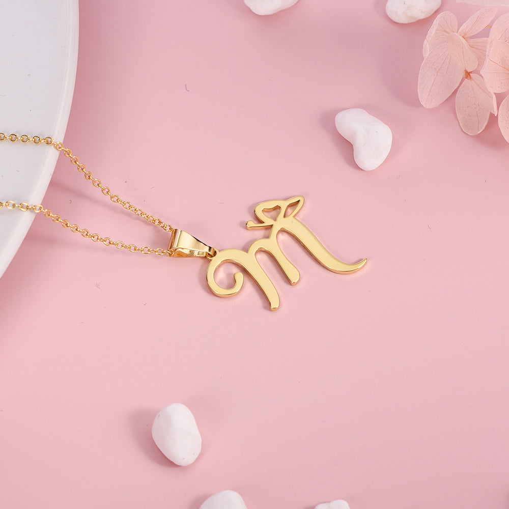 Capital Letter Pendant Personalized Custom Initial Necklace with Heart-silviax