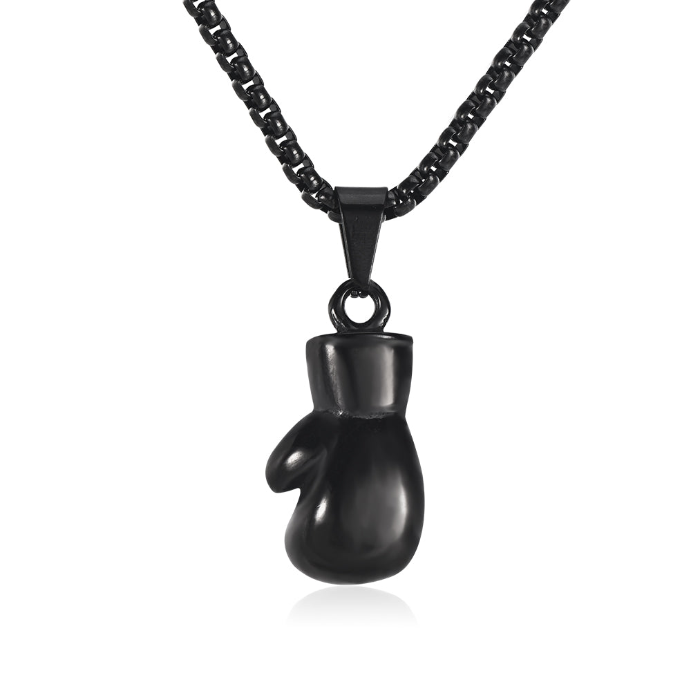 Black Boxing Glove Pendant Gold Plated Sports Fitness Necklace-silviax