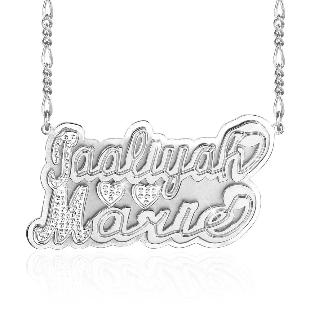 Double Layer Two Tone with Two Hearts Personalized Custom Gold Plated Name Necklace-silviax