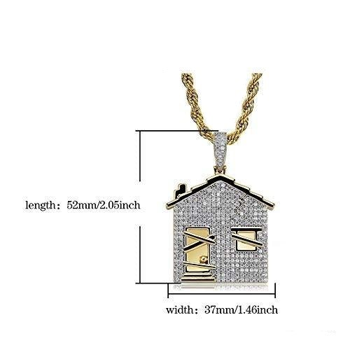 Hip Hop Style Gold Plated Trap House Pendant Necklace-silviax