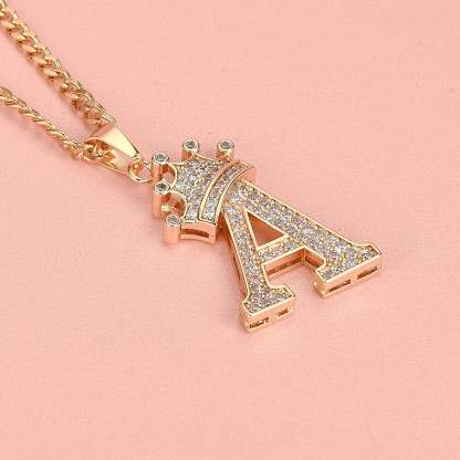 Crown Initial Necklace And Double Layer Two Tone With Heart Personalized Jewelry Set-silviax
