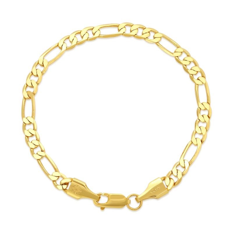 5mm Figaro Chain Gold Plated Bracelet-silviax