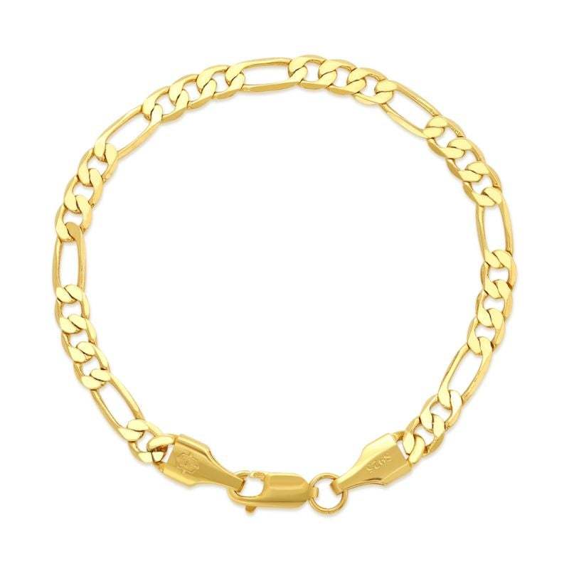 5mm Figaro Chain Gold Plated Bracelet-silviax