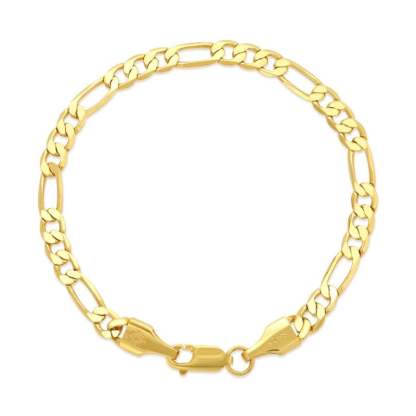 5mm Figaro Chain Gold Plated Bracelet-silviax
