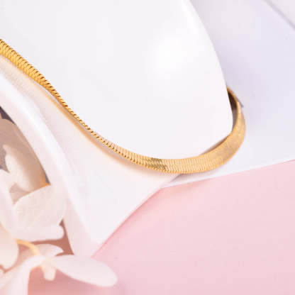 4mm Gold Herringbone Chain Bracelet Flat Snake Bracelet-silviax
