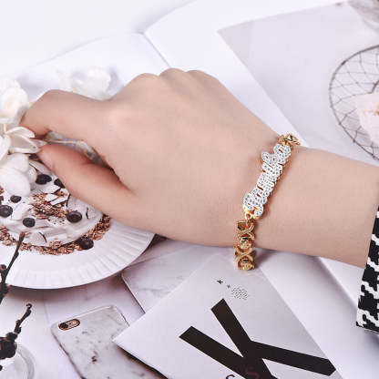 Double Layer Nameplate Personalized Custom Gold Plated Name Bracelet-silviax