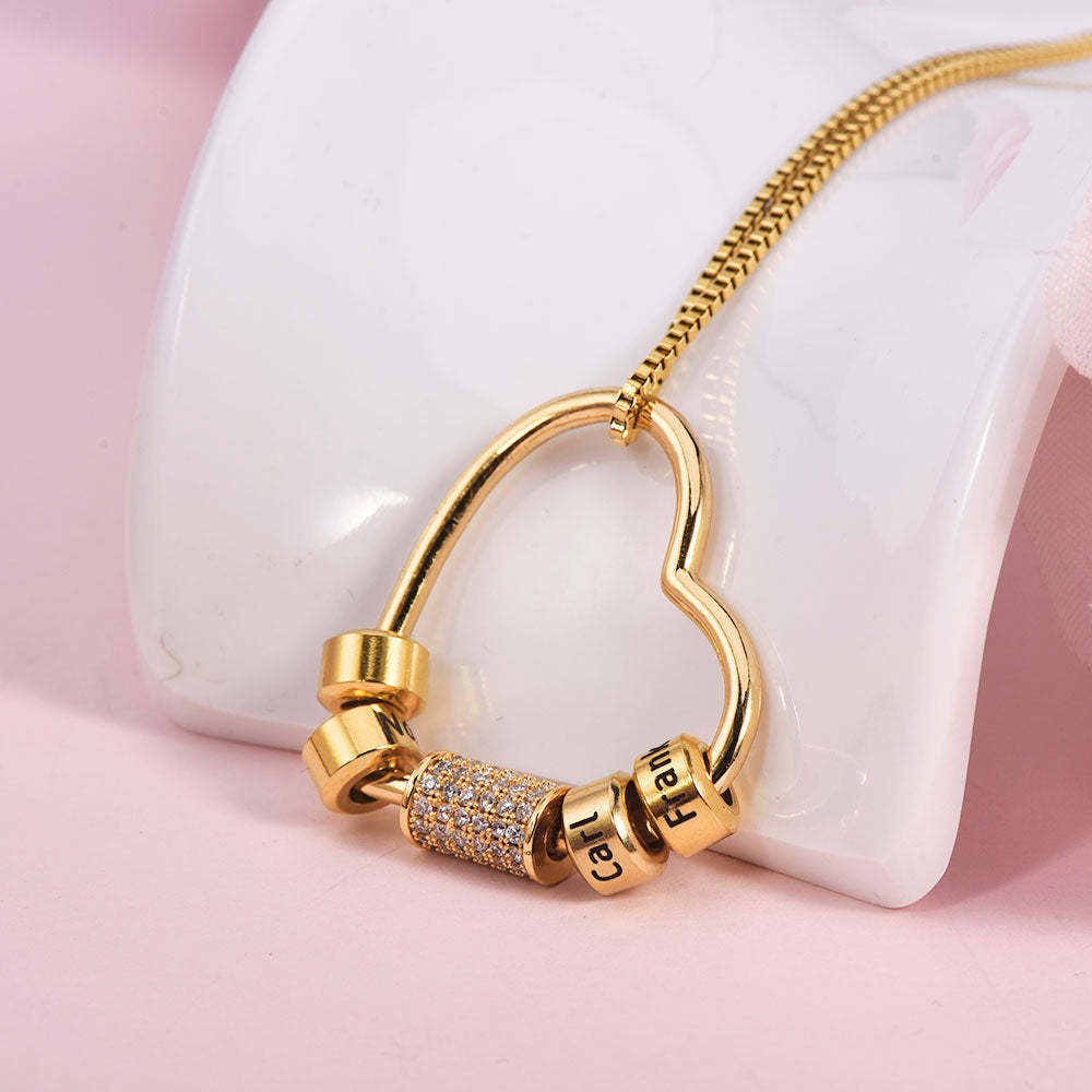 1 To 5 Engraved Heart Pendant Personalized Custom Gold Plated Name Necklace-silviax