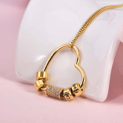1 To 5 Engraved Heart Pendant Personalized Custom Gold Plated Name Necklace-silviax