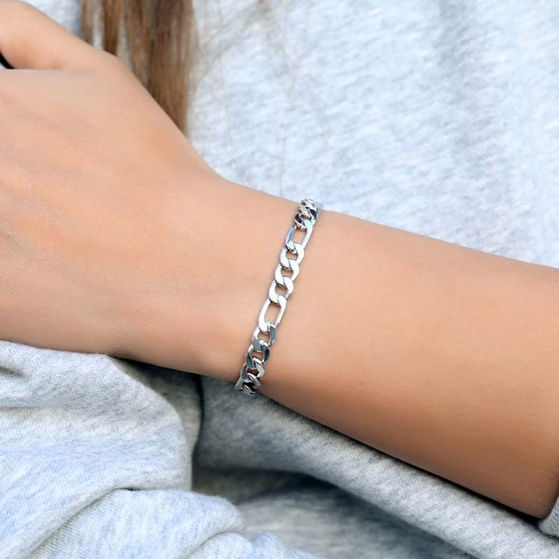 5mm Figaro Chain Gold Plated Bracelet-silviax