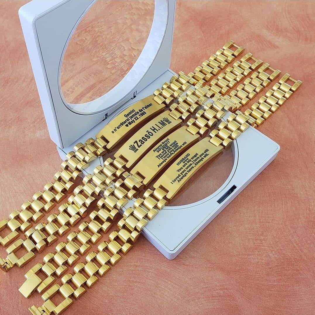 Personalized 12mm Watch Link Engraved ID Bracelets for Men Dad-silviax