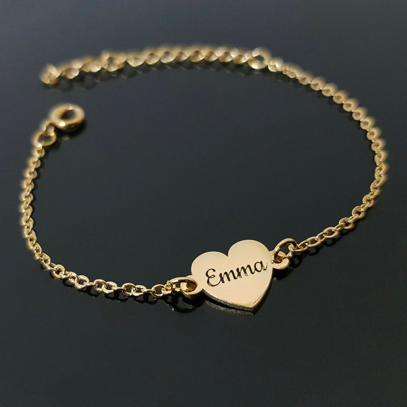 1 TO 4 Names Heart Shaped Personalized Custom Gold Plated Engraved Bracelet-silviax