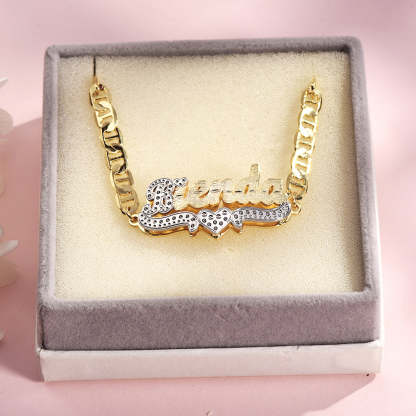 Two Tone Double Layer Custom Personalized Heart Name Anklet-silviax