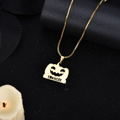 Halloween Box Chain Personalized Custom Pumpkin Nameplate Necklace-silviax