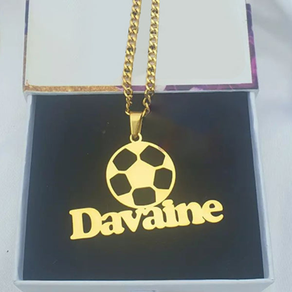 Personalized Sports Football Name Necklace for Men Kids-silviax