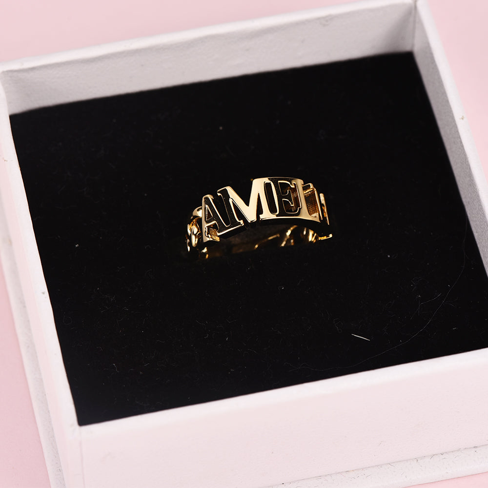Adjustable Ring Gold Plated Personalized Name Ring-silviax