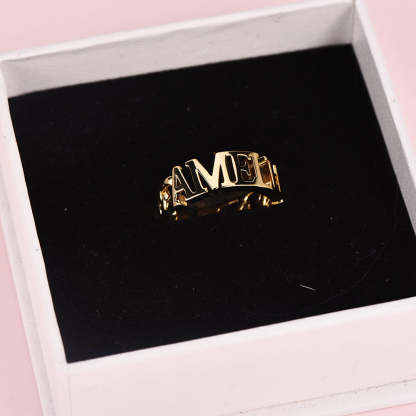 Adjustable Ring Gold Plated Personalized Name Ring-silviax
