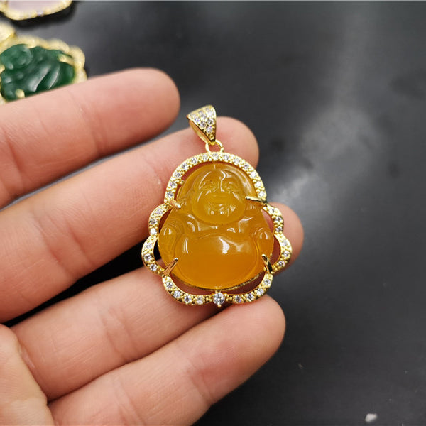 Zirconia Smile Maitreya Buddha Pendant Necklace Gift For Mom-silviax