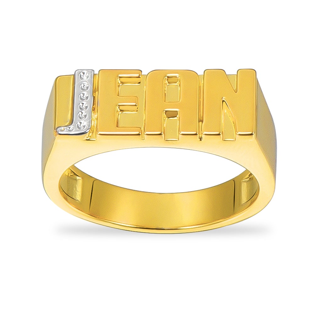 Two Tone Capital Letters Gold Plated Personalized Name Ring-silviax