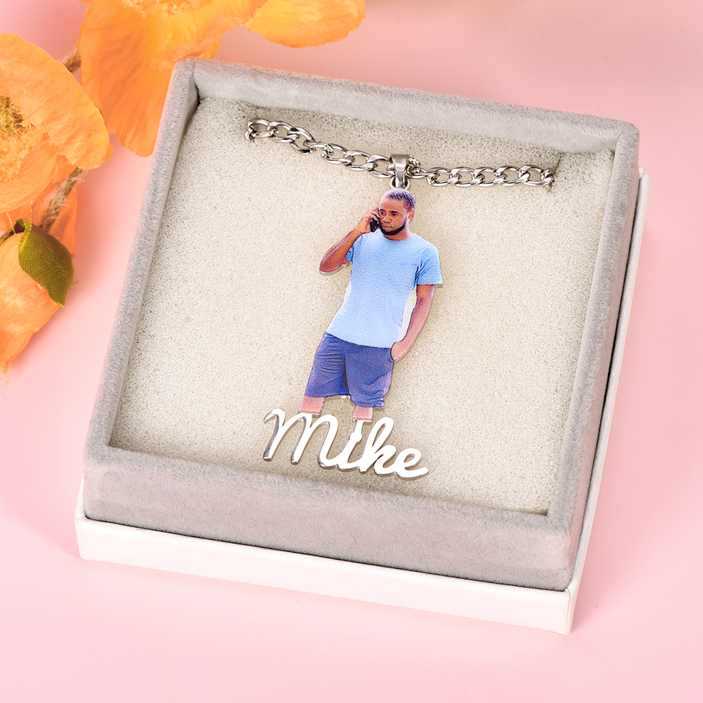 Photo Nameplate Pendant Personalized Custom Name Necklace-silviax