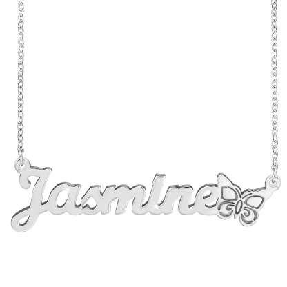925 Sterling Silver With Butterfly Nameplate Pendant Personalized Custom Name Necklace Jewelry Gift-silviax