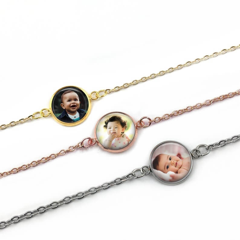 Round Personalized Custom Gold Plated Photo Bracelet-silviax