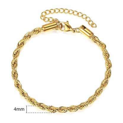 3-5mm Rope Chain Gold Plated Bracelet-silviax