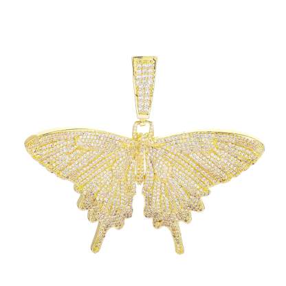Butterfly Pendant Necklace Hip Hop Style Jewelry Gold Plated for Men Women-silviax
