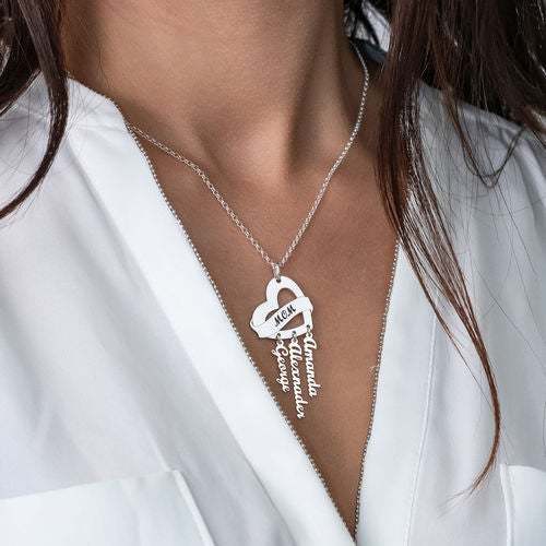 Mother Necklace With 1 To 4 Name Personalized Family Necklace-silviax