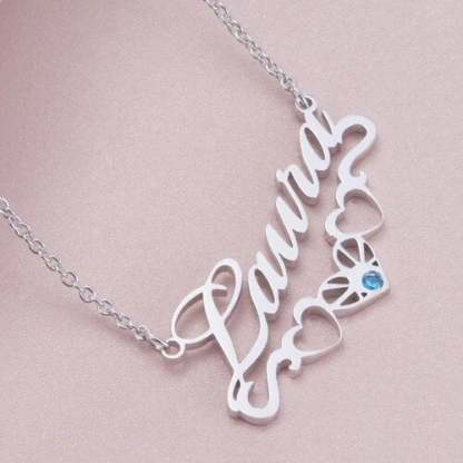 Three Hollow Heart with Birthstone Gold Plated Personalized Custom Name Necklace Mother Gift-silviax