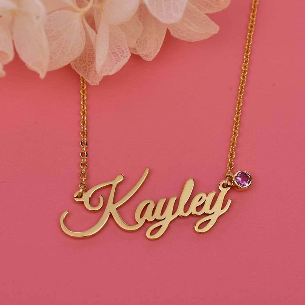 Gold Plated Personalized Custom Name Necklace with Birthstone Mother Gift-silviax