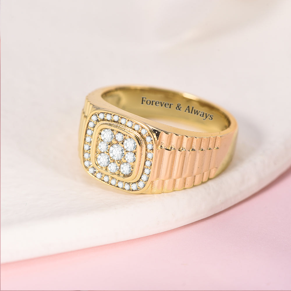 CZ Watch Band Style Personalized Engraved Square Cluster Ring-silviax