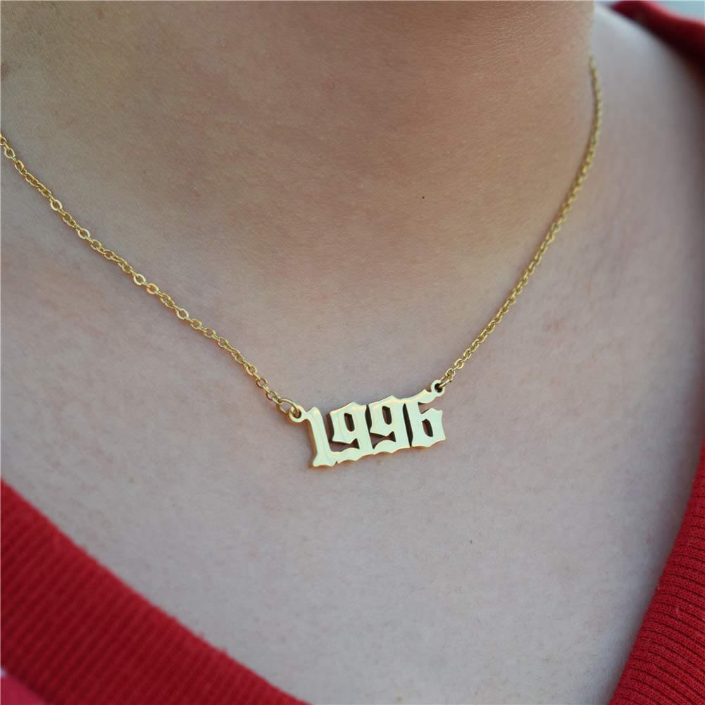 Birth Year Number Gold Plated Personalized Necklace-silviax