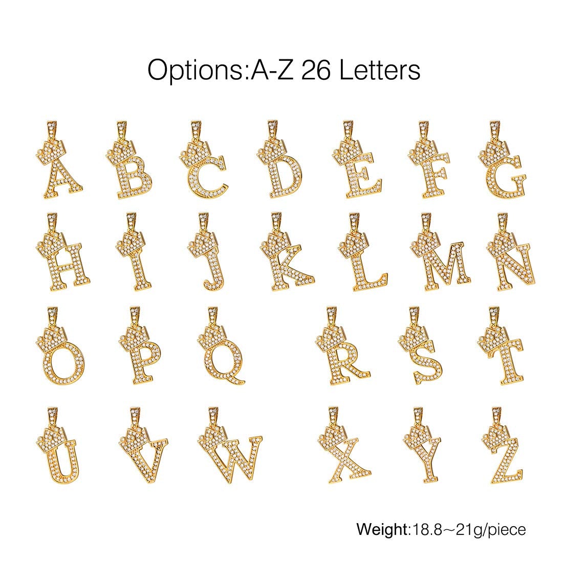 Gold Plated Inlay Crystal Crown Letter Initial Necklace-silviax