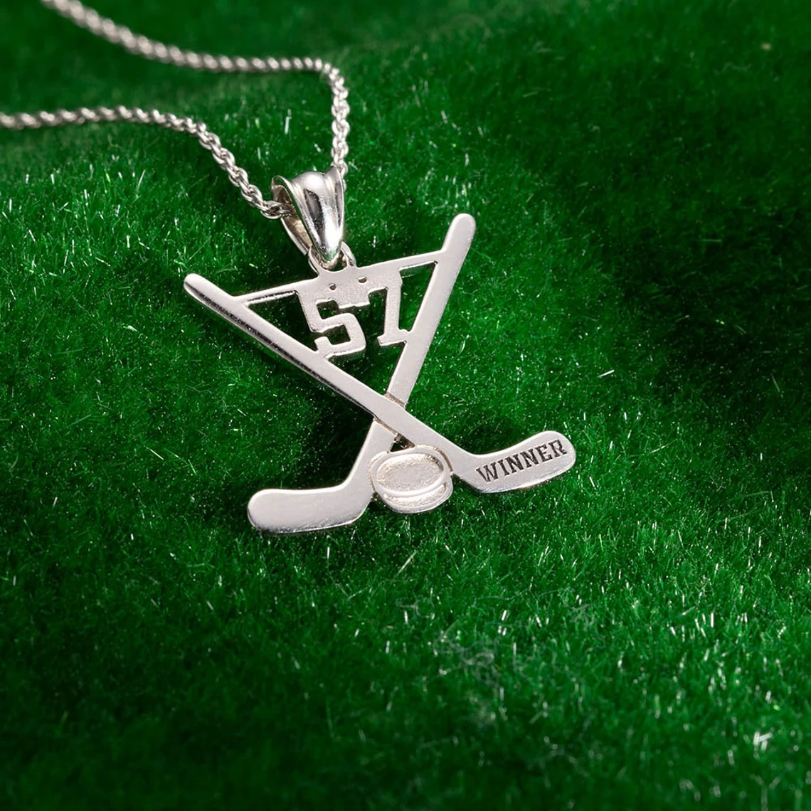 Sports Ice Hockey Sticks Laser Engraved Personalized Custom Number And Name Necklace-silviax