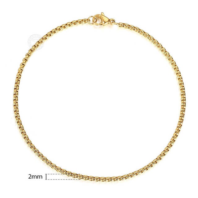2-5mm Box Link Chain Gold Plated Bracelet-silviax