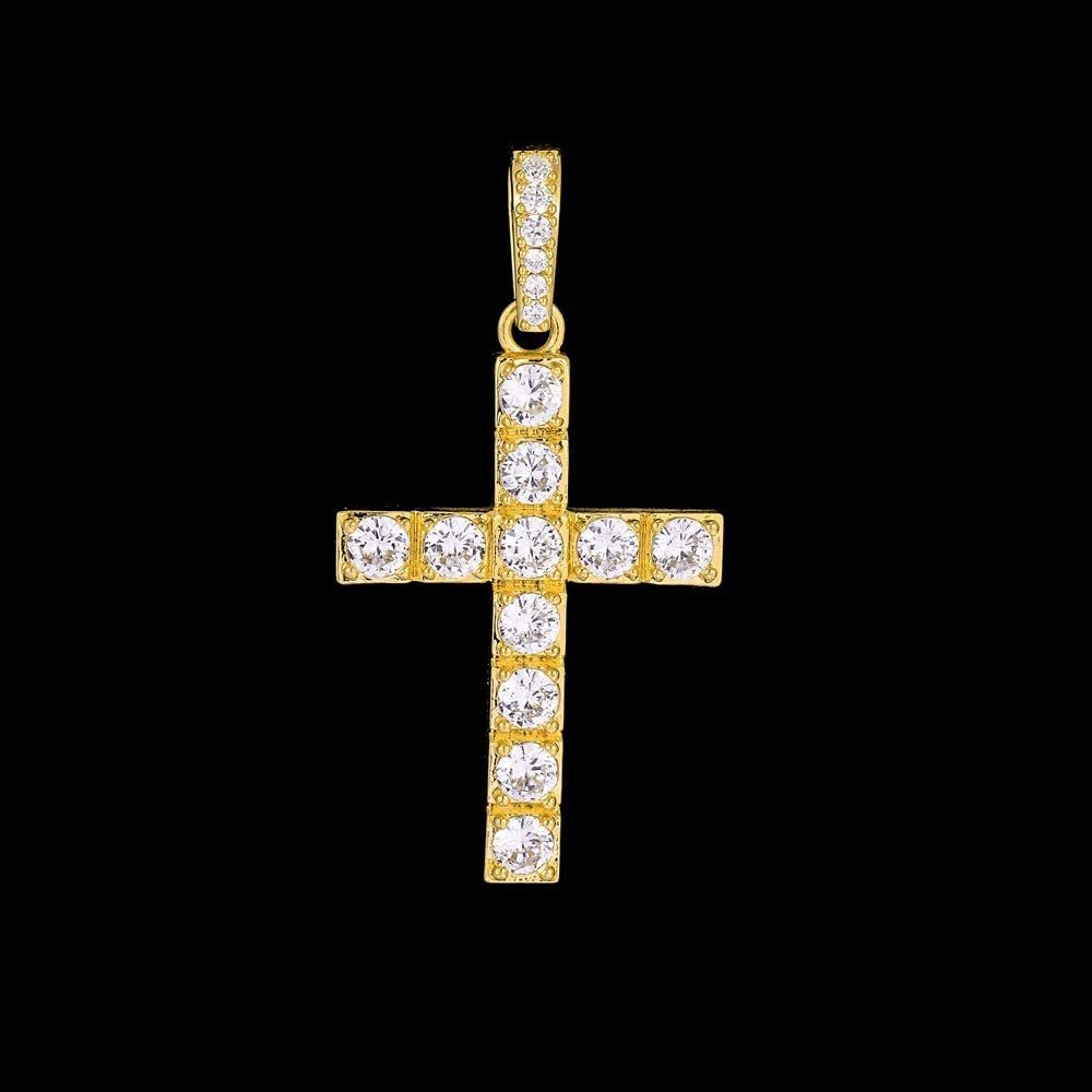 Cross Pendant Necklace Tennis Chain Gold Plated for Men and Women-silviax