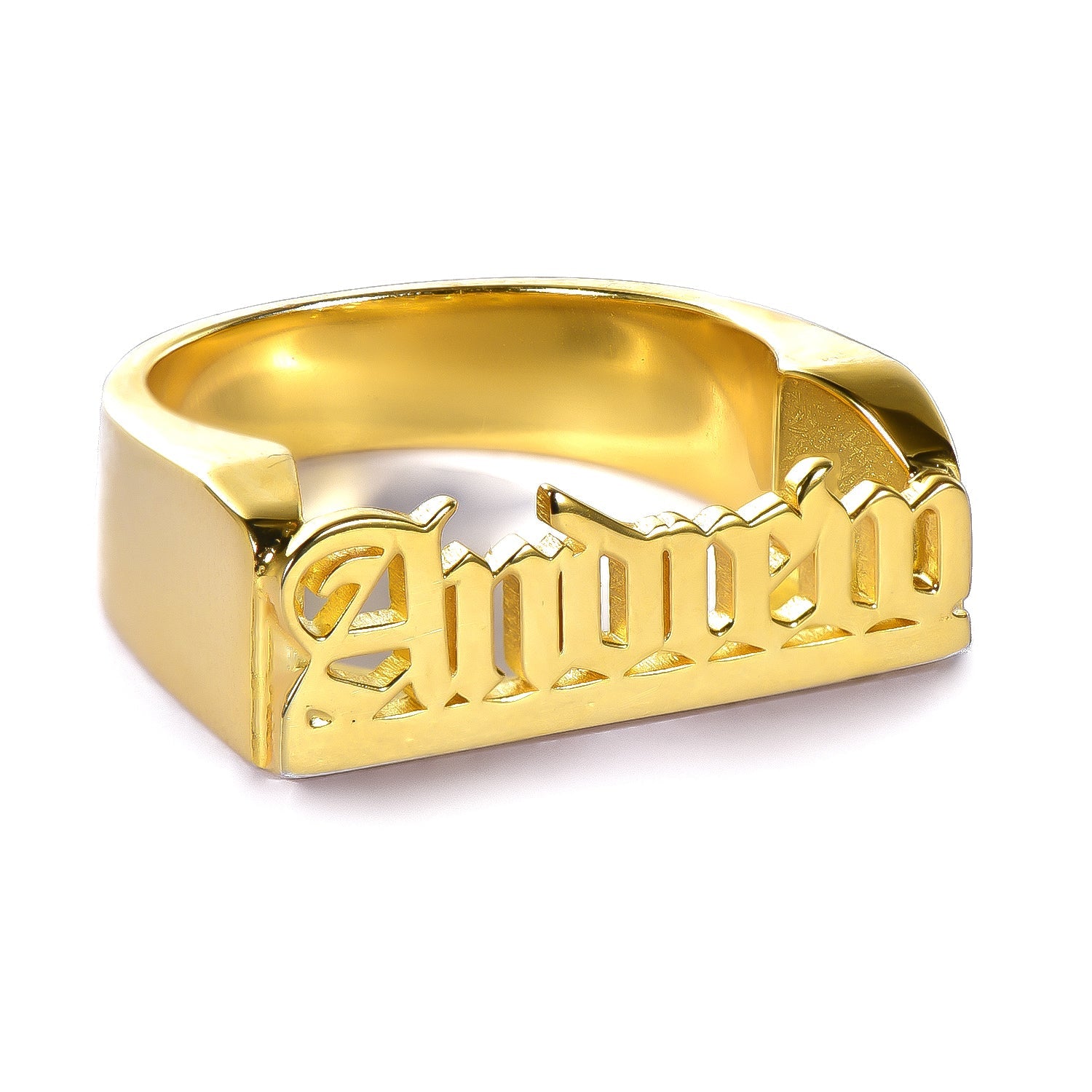 Gold Plated Personalized Gothic Name Ring-silviax