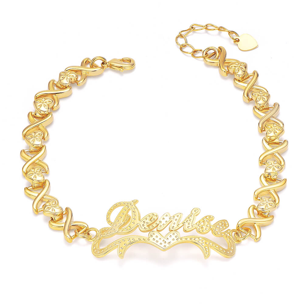 Heart Nameplate Personalized Custom Gold Plated Name Bracelet-silviax