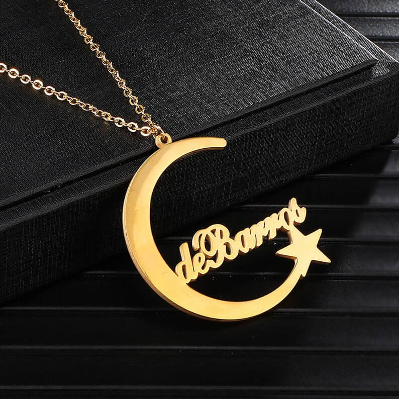 Personalized Moon and Star Necklace with Name-silviax