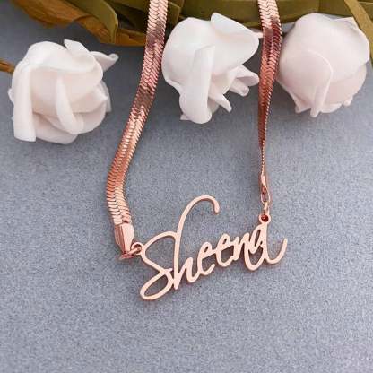 Flat Snake Chain Personalized Custom Gold Plated Name Necklace-silviax