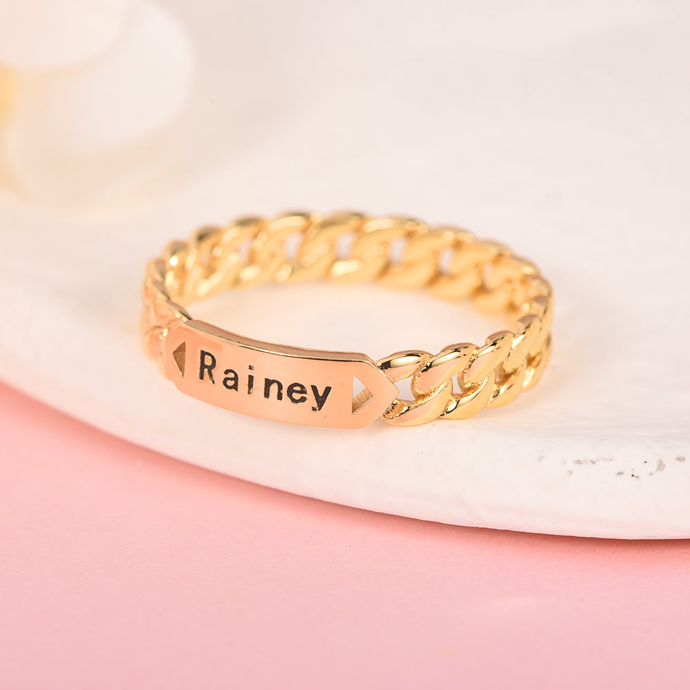 Gold Plated Personalized Custom Name Ring Cuban Ring-silviax