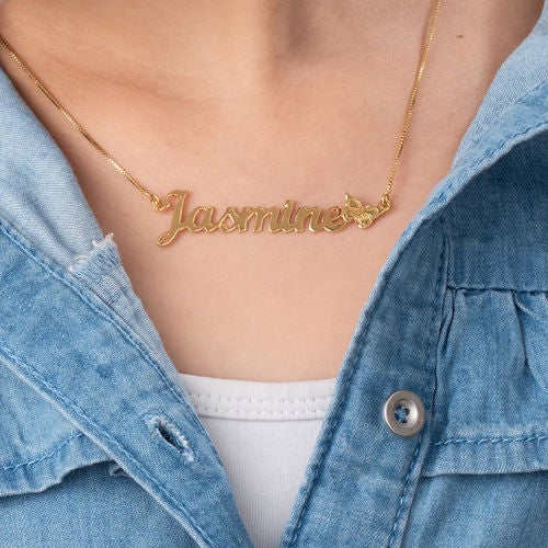 Butterfly Nameplate Pendant Gold Plated Name Necklace Personalized Custom Jewelry Gift-silviax