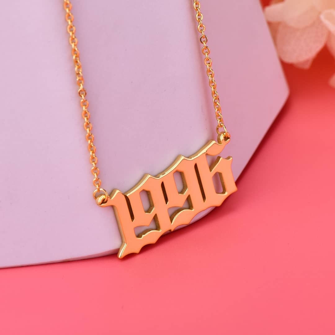 Birth Year Number Gold Plated Personalized Necklace-silviax