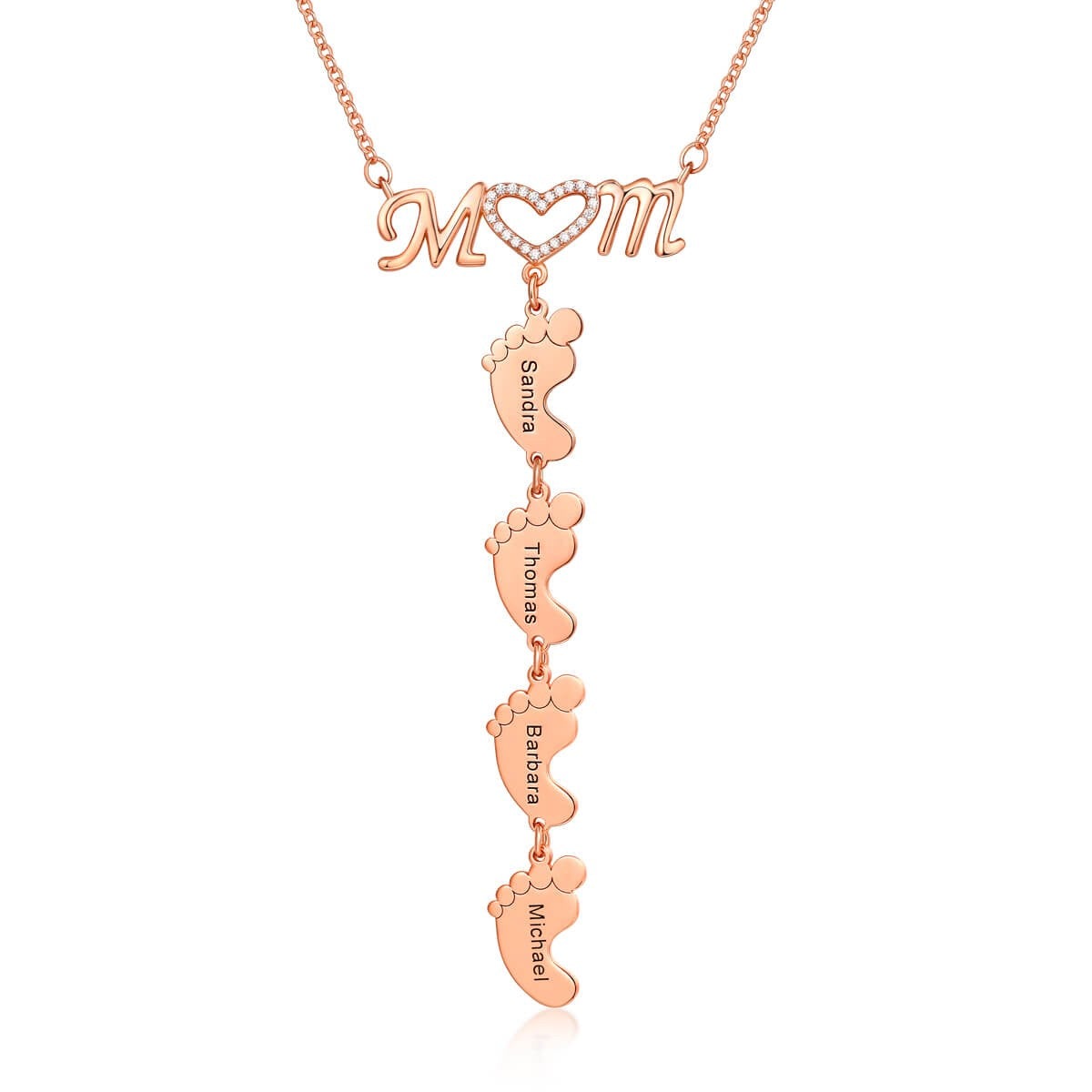 Mom and Baby Feet Personalized Custom 1 to 5 Name Necklace Gold Plated Jewelry Mother's Day Gift for Mom Women-silviax