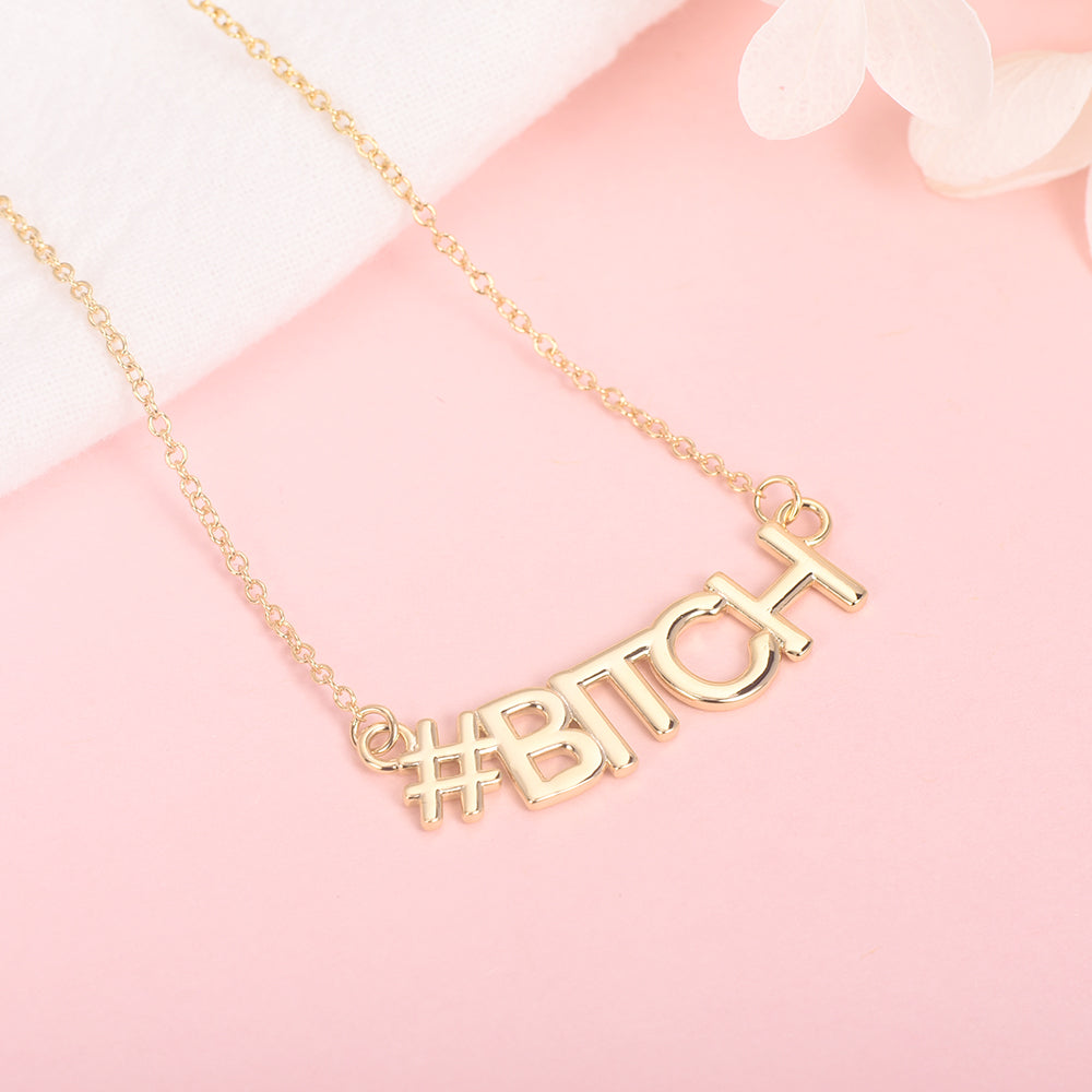 Personalized Hashtag Name Necklace "BITCH"-silviax