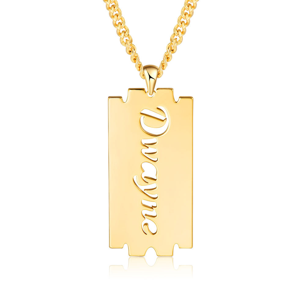 Blade Shape Personalized Cutout Bar Name Necklace-silviax